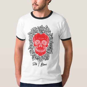 Memento Mori! Schedel en Rozen, hand getekend T-shirt
