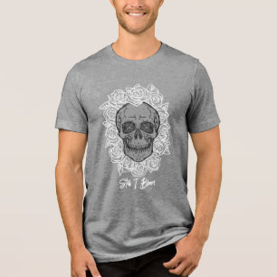 Memento Mori! Schedel en Rozen, hand getekend Tri-Blend Shirt
