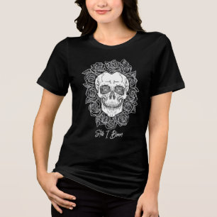 Memento Mori! Schedel en Rozen, hand getekend Tri-Blend Shirt