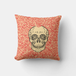 Memento Mori! Schedel en Rozen, Handgetekend Kussen