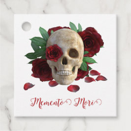 Memento Mori. Schedel met rode rozen Bedankjes Labels