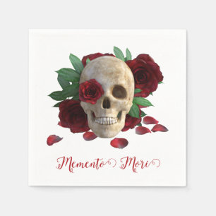Memento Mori. Schedel met rode rozen Servet