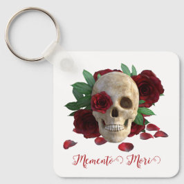 Memento Mori. Schedel met rode rozen Sleutelhanger