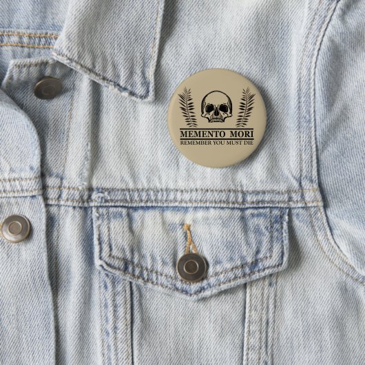 Memento mori schedel ronde button 5,7 cm (In situ)