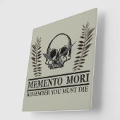 Memento mori schedel vierkante klok (Hoek)