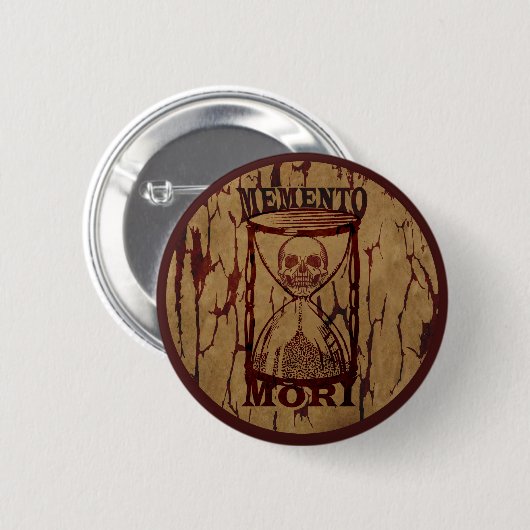 Memento mori schedel zandloper ronde button 5,7 cm (Voorkant /achterkant)