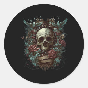 Memento Mori Skull 3 Ronde Sticker