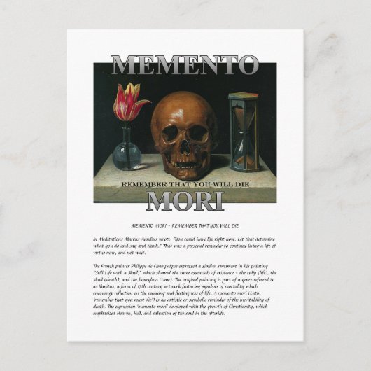 Memento Mori - Vergeet niet dat je Briefkaart zult (Voorkant)