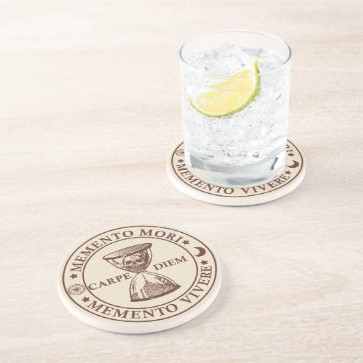 memento mori vivere zandsteen onderzetter (Zijkant)