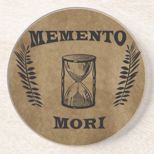 memento mori zandloper zandsteen onderzetter (Voorkant)