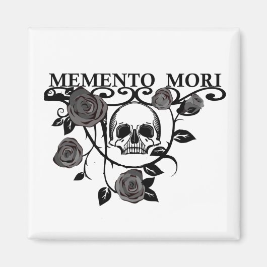 Memento mori zwarte rozen magneet (Voorkant)