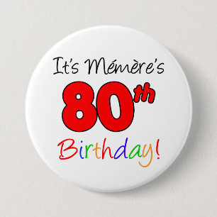 Memere's 80ste verjaardag Franse oma-Button Ronde Button 7,6 Cm