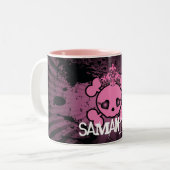 MEMO Crâne rose Crossbones Girls Coffee Mug Cup (Devant gauche)