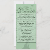 Mémoire / Carte personnalisée du souvenir (Dos)