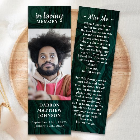 Mémoire d'amour Photo funéraire Poème Signet