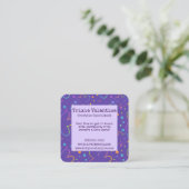 Mémorable Cartes de visite violets avec fleurs (Debout devant)