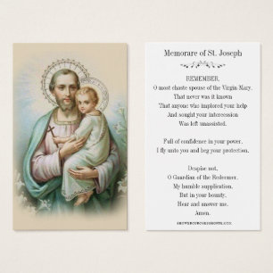Memorare Prayer St. Joseph en Jezus Heilige Kaart