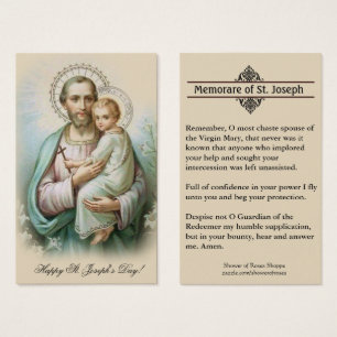 Memorare Prayer St. Joseph en Jezus Heilige Kaart