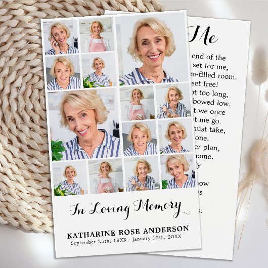 Memorial 14 Photo Collage Funéraire Cartes de priè