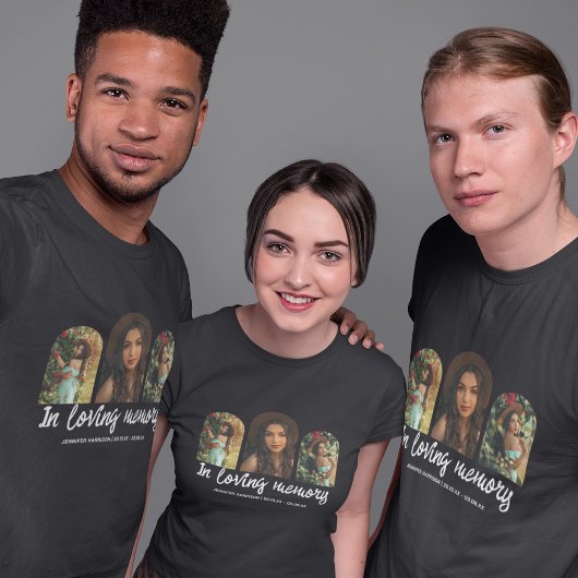 Memorial 3 Arched Photo Collage Funeral T-Shirt