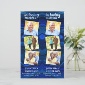 Memorial 3 Foto Funeral Prayer Bladwijzer Blue (Staand voorkant)