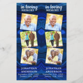 Memorial 3 Foto Funeral Prayer Bladwijzer Blue (Voorkant)