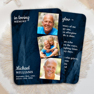 Memorial 3 Foto Funeral Prayer Kaart Blue Marble