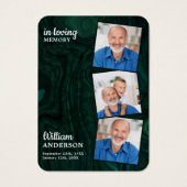 Memorial 3 Foto Funeral Prayer Kaart Emerald Green (Voorkant)