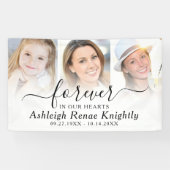 Memorial 3 foto's voor altijd in ons hart script spandoek (Horizontaal)