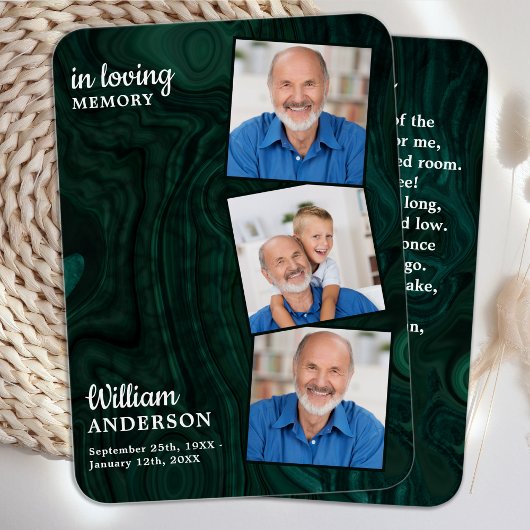 Mémorial 3 Photo - Carte de prière funéraire Emera