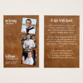 Memorial 3 Photo Cartes de prières funéraires en c (Devant & derrière)