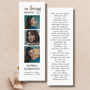 Memorial 3 Photo Collage Funeral Prayer Kaart Mini Visitekaartje