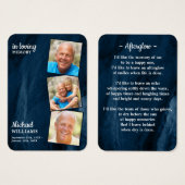 Mémorial 3 Photo Funéraire Carte de prière Marbre  (Devant & derrière)