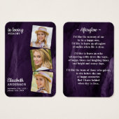 Mémorial 3 Photo Funéraire Carte de prière Marbre (Devant & derrière)