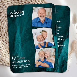 Mémorial 3 Photo Funéraire Carte de prière Marbre 