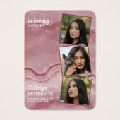 Mémorial 3 Photo Funéraire Carte de prière Rose ro (Devant)