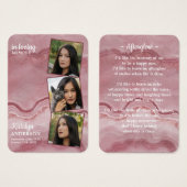 Mémorial 3 Photo Funéraire Carte de prière Rose ro (Devant & derrière)