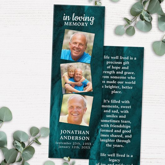 Memorial 3 Photo Poem Signet de prière funéraire