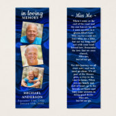 Mémorial 3 Photo Poème funéraire Prière Signet ble (Devant & derrière)