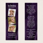 Memorial 3 Photo Purple Funeral Prayer Signet (Devant & derrière)