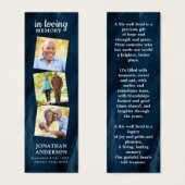 Memorial 3 Photo Signet de prière funéraire bleu (Devant & derrière)