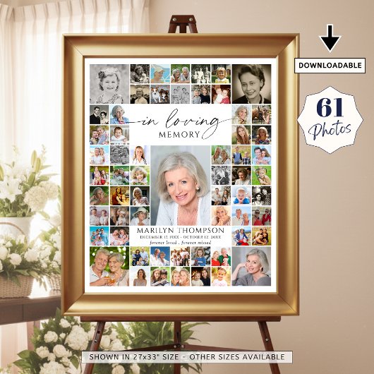 Memorial 61 Photo Collage In Loving Memory Poster
