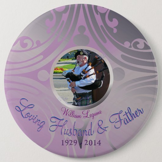 Memorial Afbeelding Mauve Ronde Button 6,0 Cm (Voorkant)