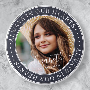 Memorial altijd in ons hart ronde button 7,6 cm