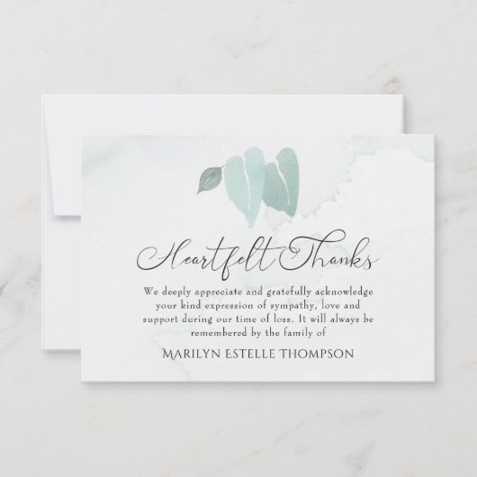 Mémorial aquarelle Coeur Feuille Merci coeur (Devant)