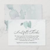 Mémorial aquarelle Coeur Feuille Merci coeur (Devant / Derrière)