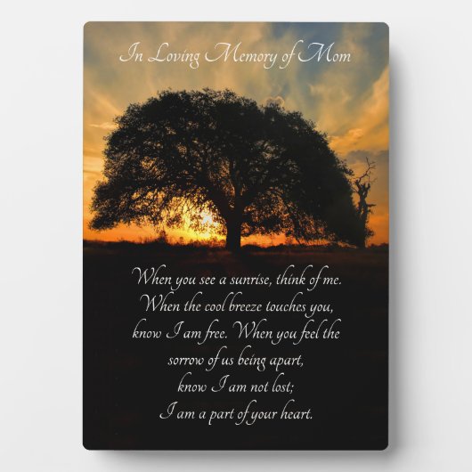 Mémorial avec Poème Spirituel Et Plaque De Chêne (Devant)