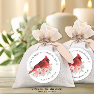 Memorial Bird Seed Waterverf Kardinaal Favor Ronde Sticker