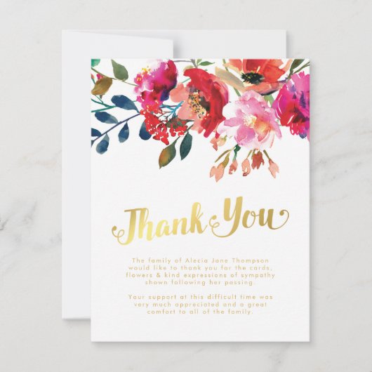 Memorial Bloemen Begrafenis Dank u kaart (Voorkant)