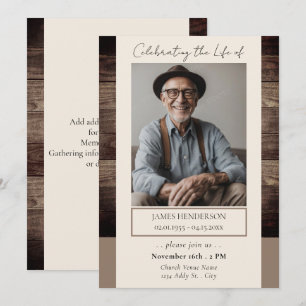 Memorial Bloemen Rustiek hout foto begrafenis Kaart